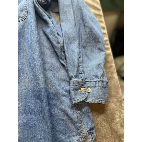 Boulder Creek Trading Company Mens Denim Shirt 5XL BIG‎ Blue Long Sleeve Light - Picture 1 of 5
